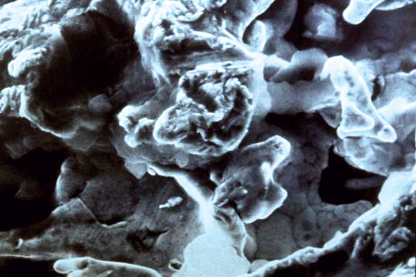 Microscope look of metal sponge-lik structures