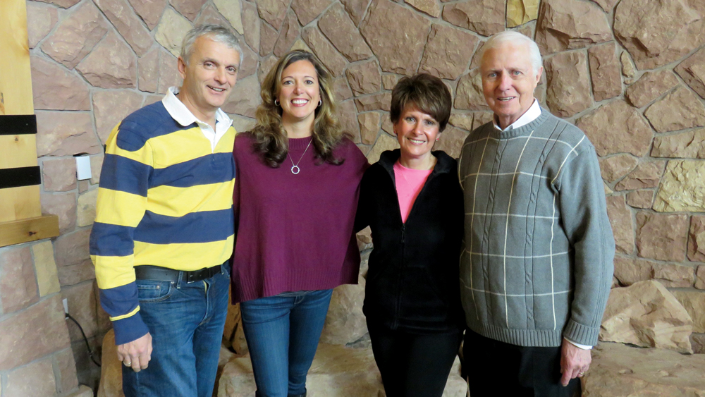 Dr. Dorociak and his wife, Gillian, visit with Drs. Rella and Gordon Christensen during a get-together