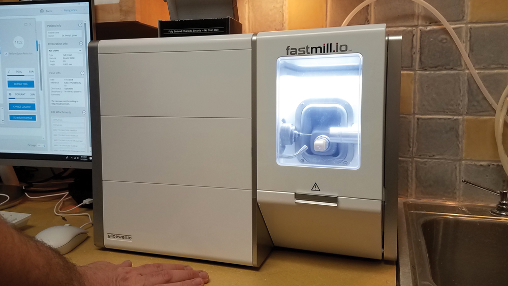 fastmill.io In-Office Unit is milling the BruxZir NOW crown