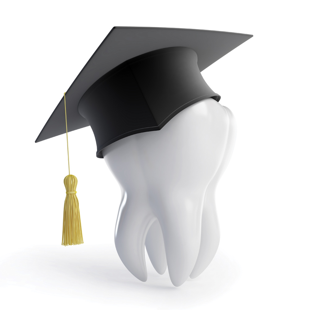 Tooth with graduate cap