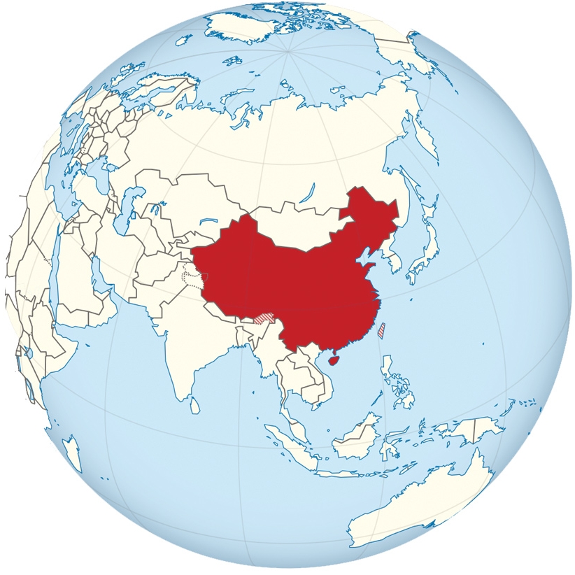 China highlighted on globe