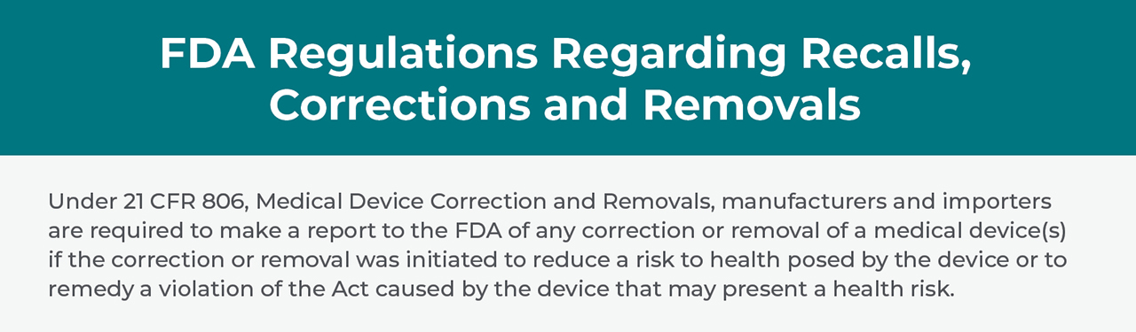 FDA Regulations Regarding Recalls, Corrections and Removals banner