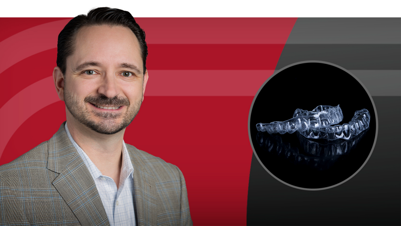 Clear dental aligners with professional backdrop