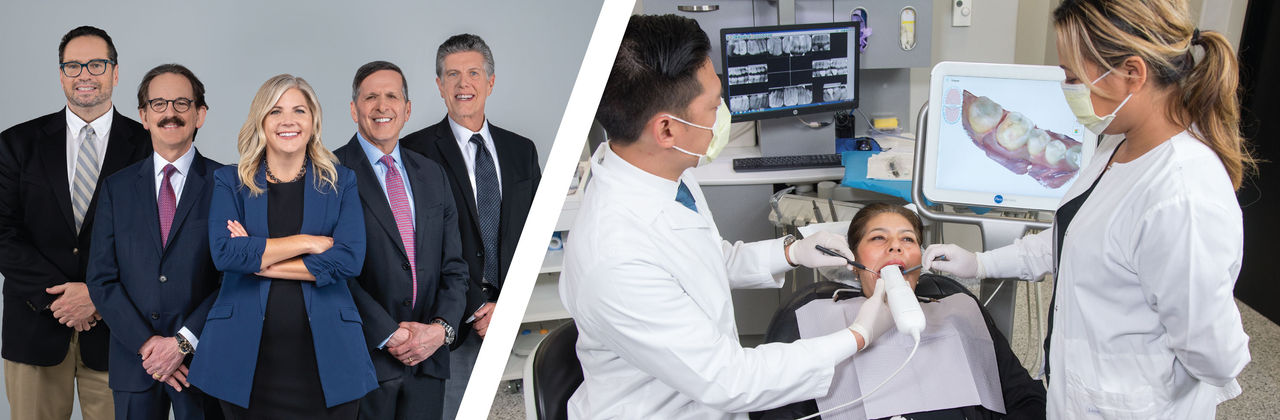 Professional team and dental consultation setting