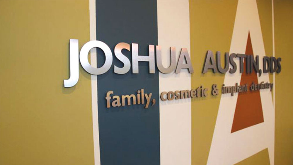 The sign to Joshua Austin, DDS dentistry office