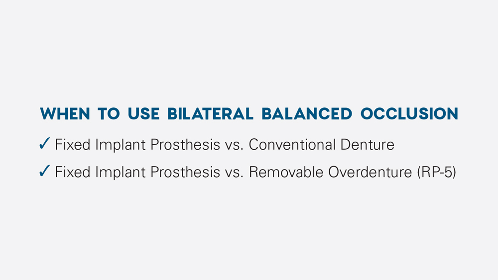 When to Use Bilateral Balanced Occlusion checklist