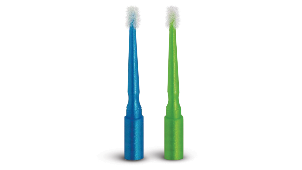 two micro brushes: blue and green