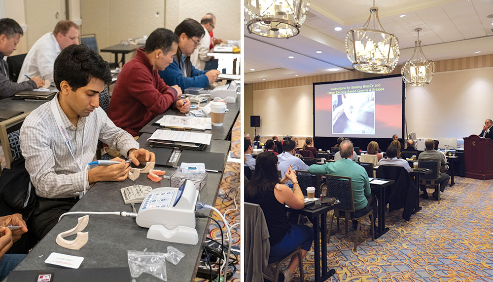 people participating the hands-on programs like dental implants and bruxzir esthetic