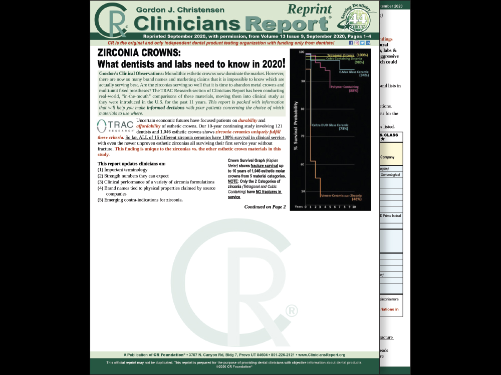 Figure 5: Gordon J. Christensen Clinicians Report