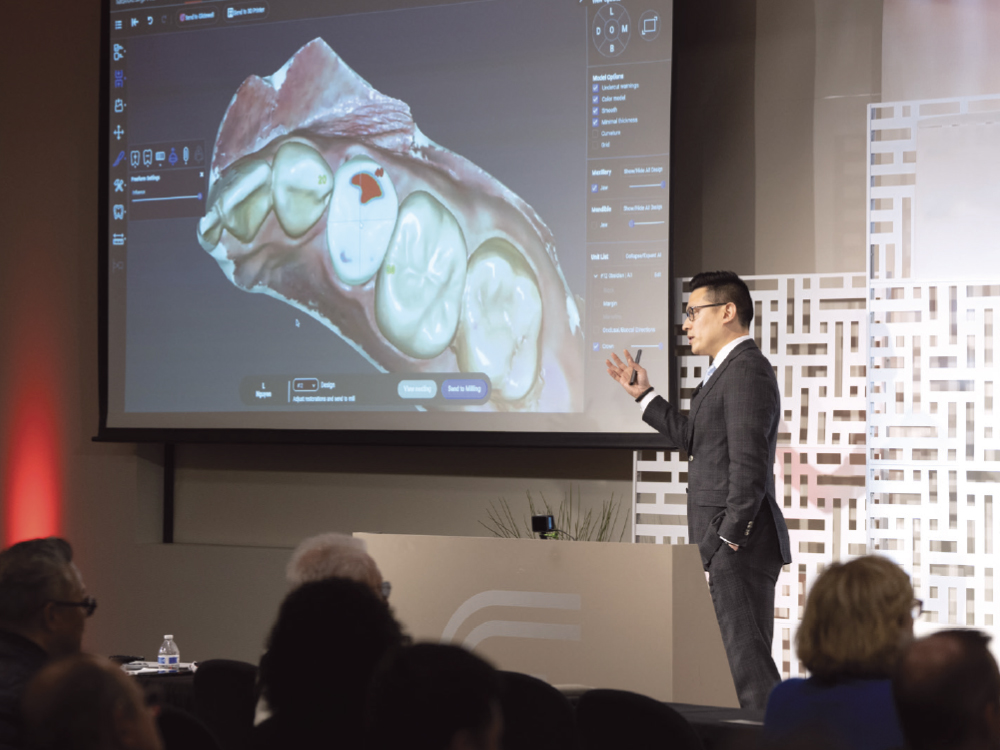 Dr. Justin Chi gives a lecture training users about digital dentistry