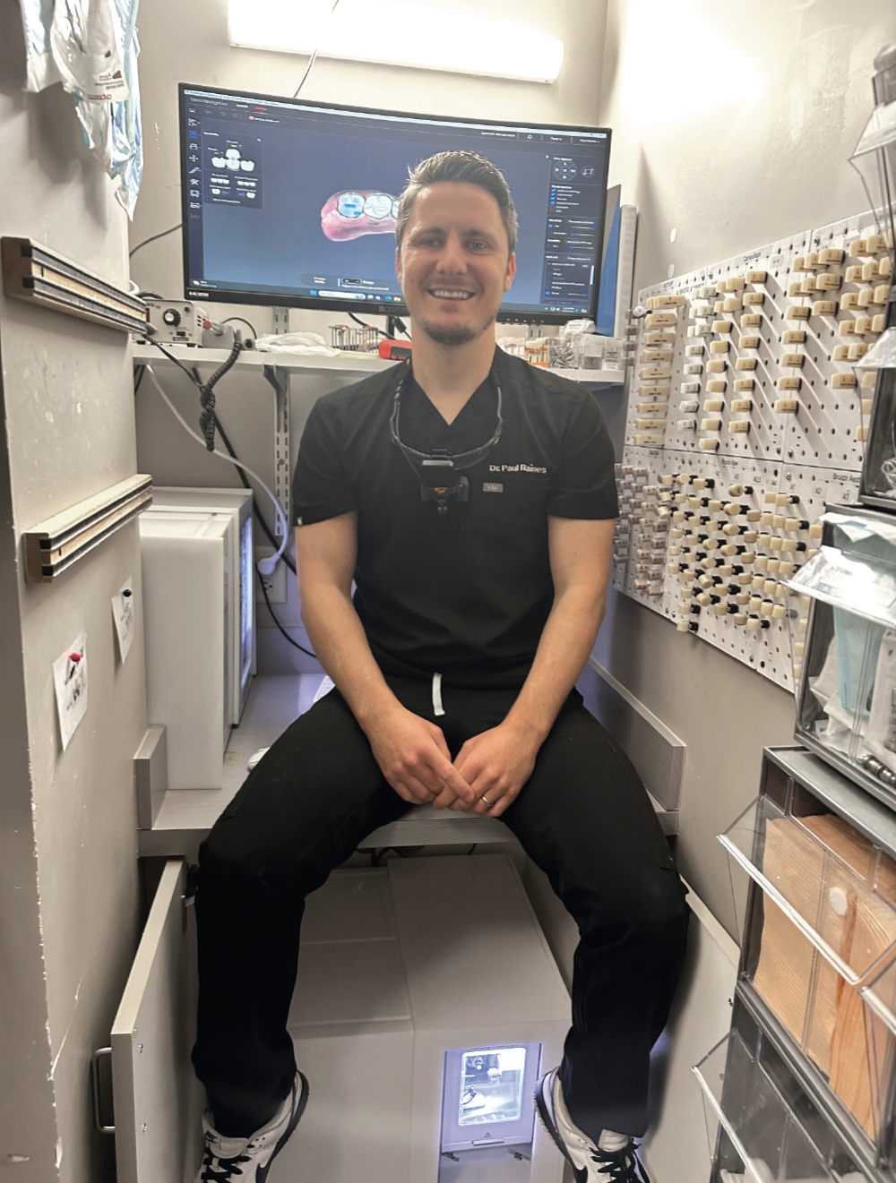 Dr. Paul Raines in his dental practice