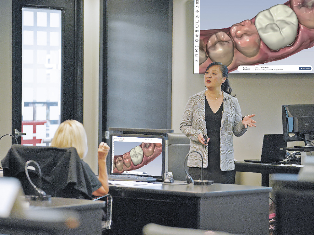 Dr. Jinny Bender lectures practitioners on CAD/CAM techniques and digital  design workflows for same-day dentistry. In-person courses at the Glidewell  Clinical Education Center engage glidewell.io users to get the most out of their products in a dynamic learning environment.
