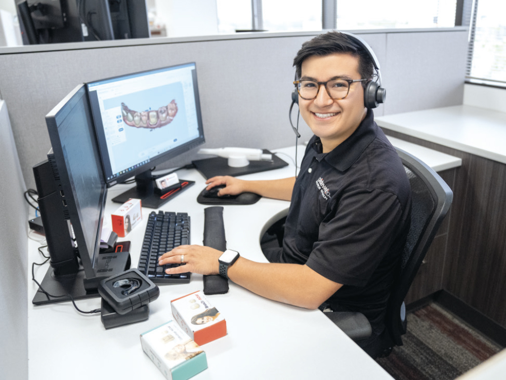 Customer Technical Support Supervisor Kevin Argueta resolves questions  and empowers Glidewell customers through personalized education.