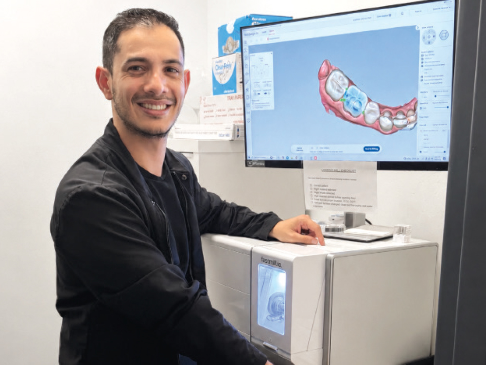 Joaquin Marin, dental assistant, previously worked as a dental lab technician in Costa Rica and now completes crown designs.