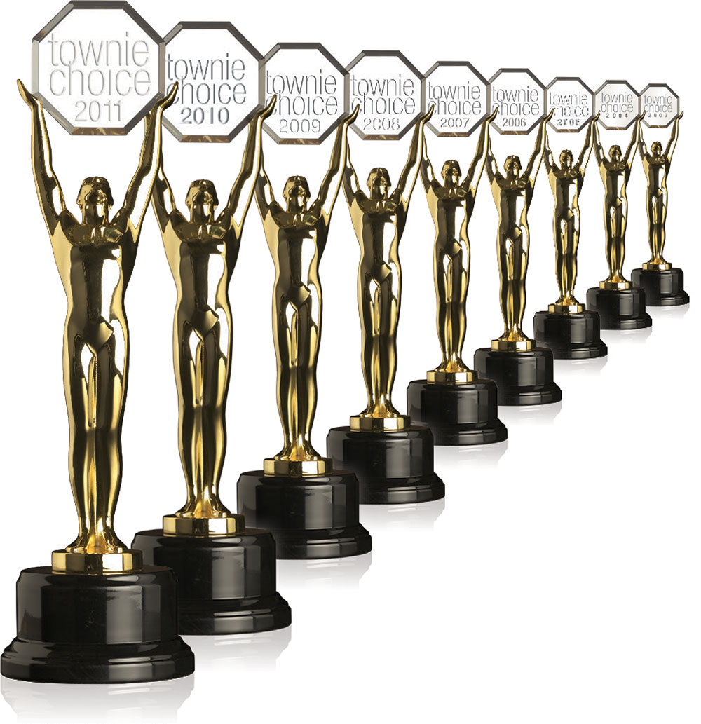 A collection of Townie Choice Awards from 2003 to 2011