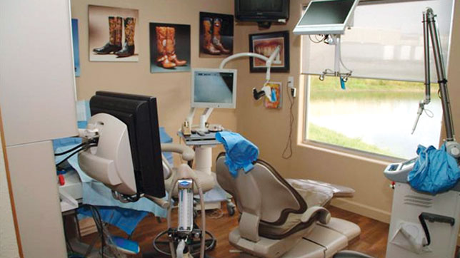 Dentist patient room overlooking outside